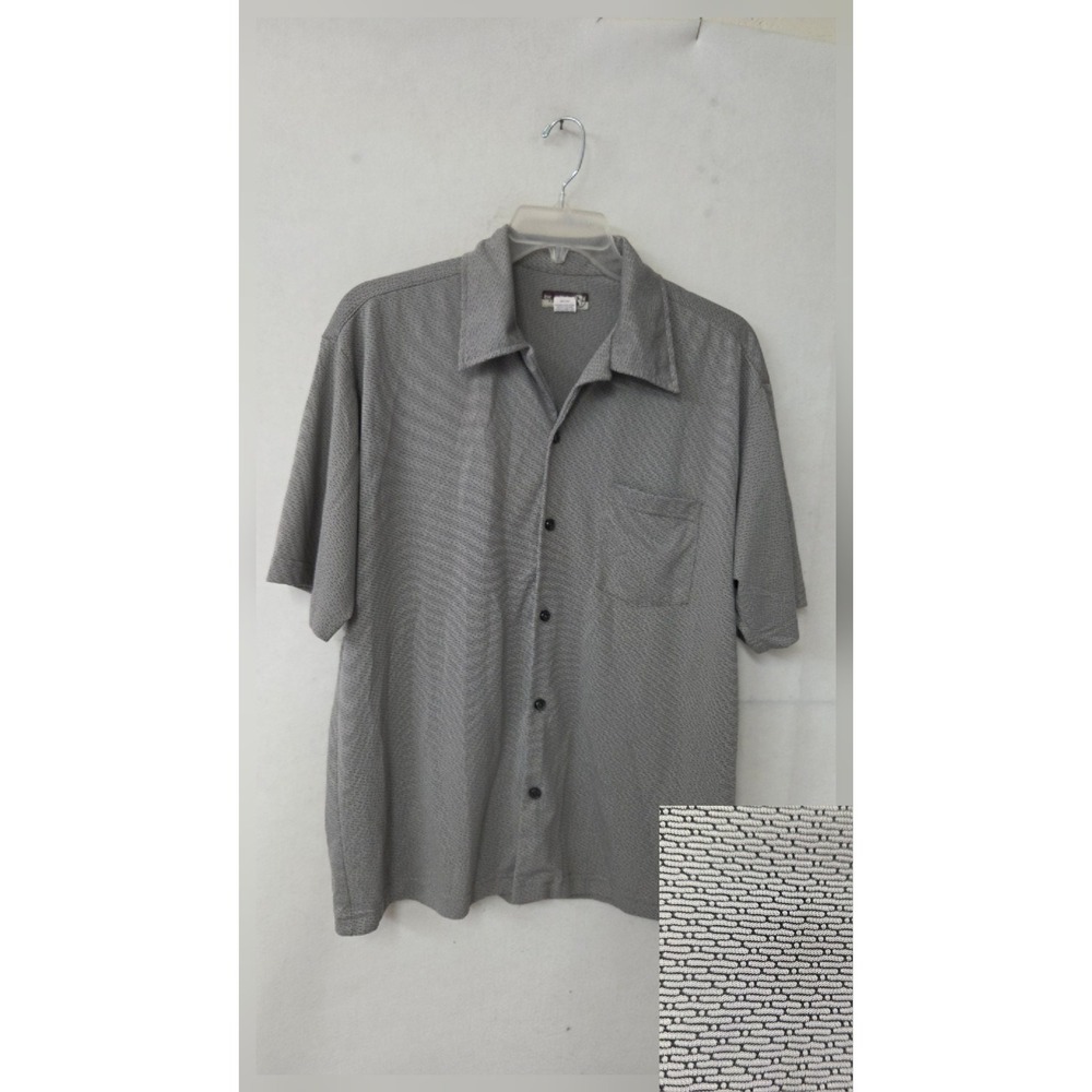 BC Ethic Camp Shirt Mens Large Gray Short Sleeve Textured Knit Made in USA